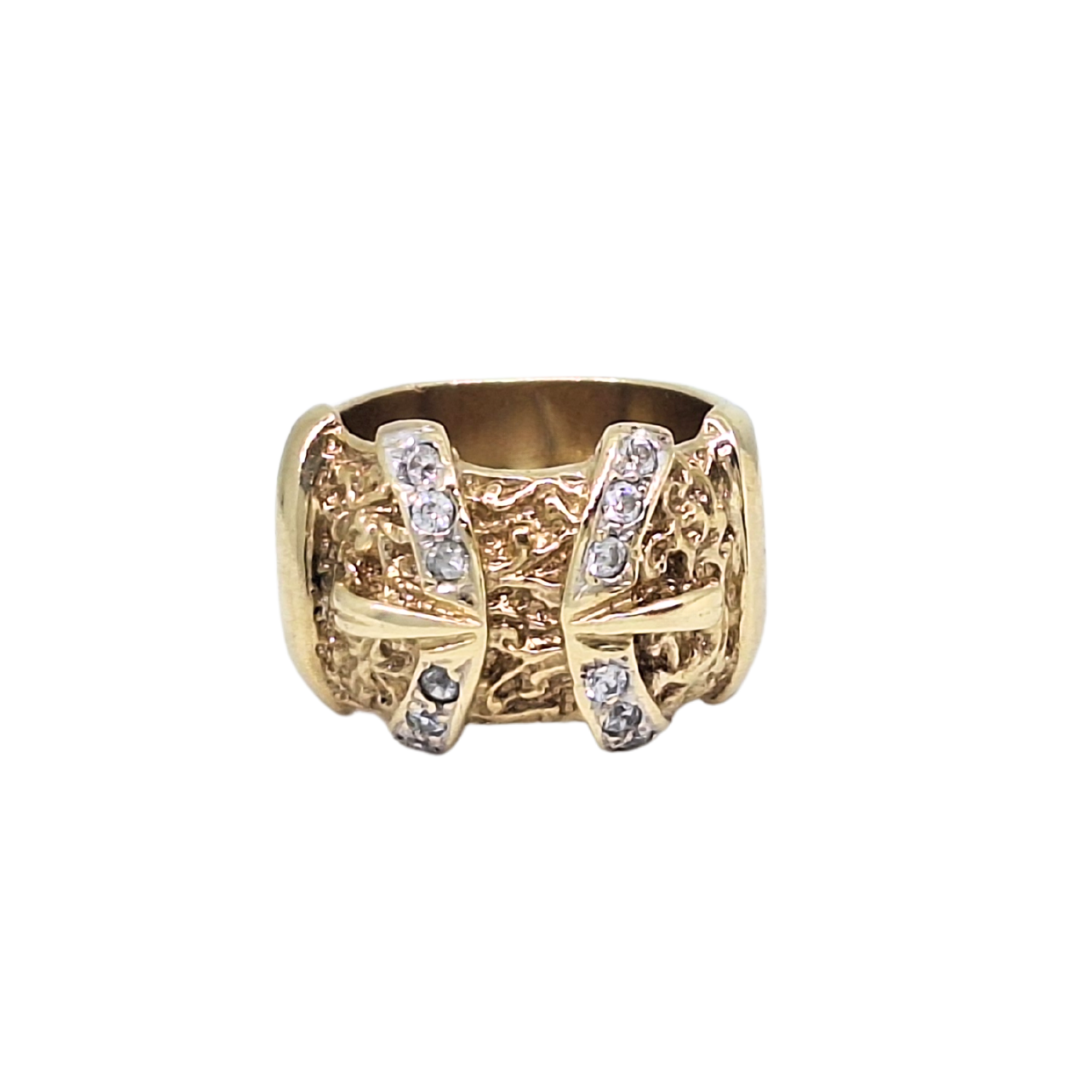 9ct Yellow Gold CZ Buckle Ring