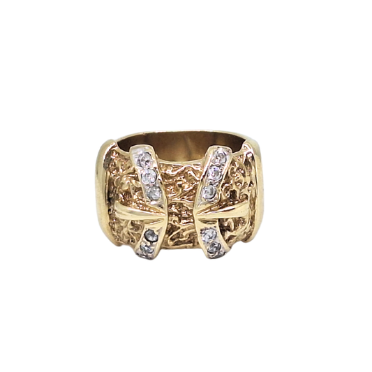 9ct Yellow Gold CZ Buckle Ring