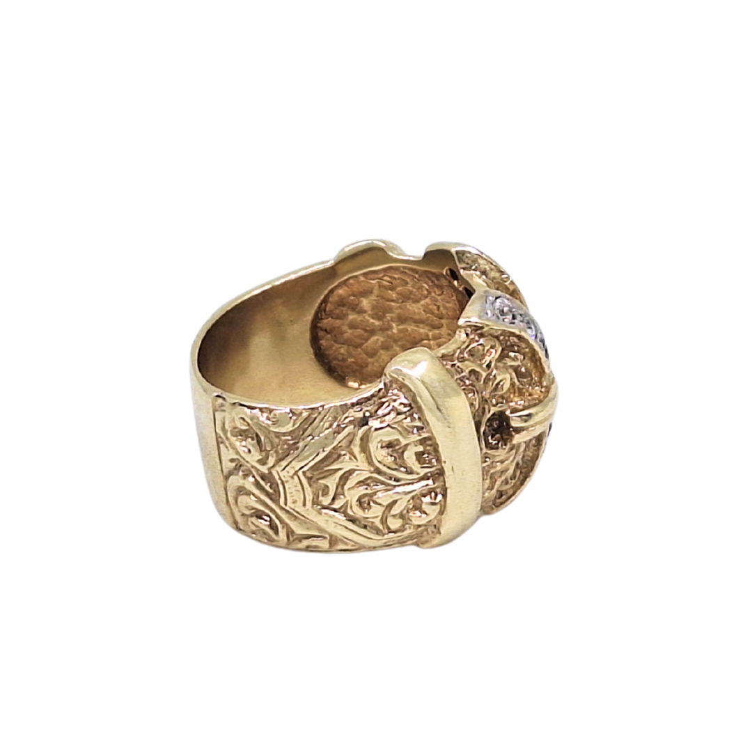 9ct Yellow Gold CZ Buckle Ring