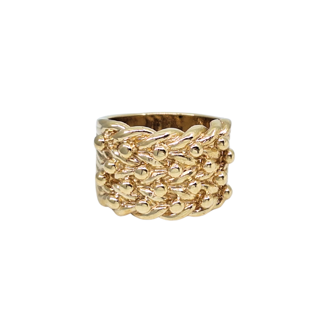 9ct Yellow Gold 4 Row Keeper Ring