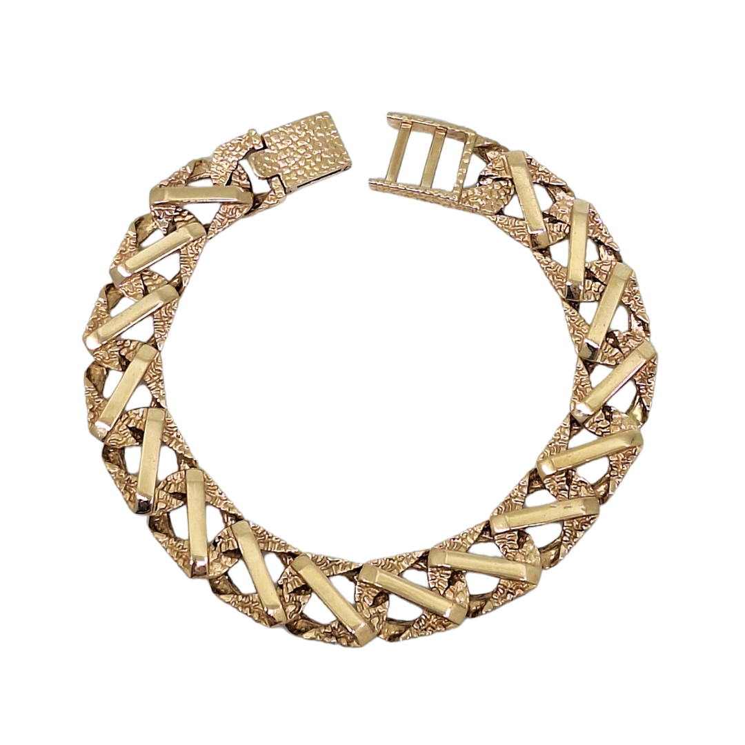 9ct yellow Gold Chaps Style Bracelet 8"