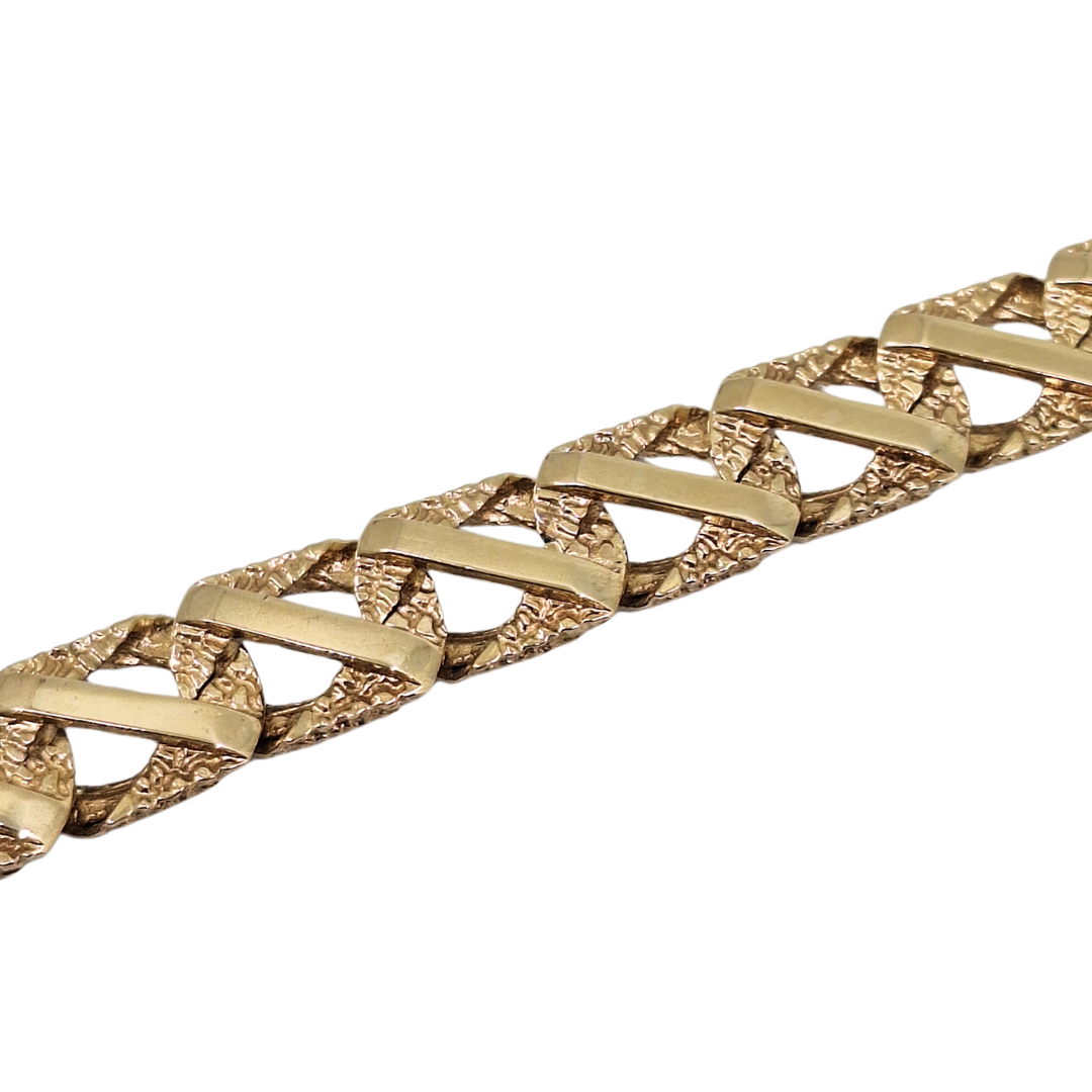 9ct yellow Gold Chaps Style Bracelet 8"