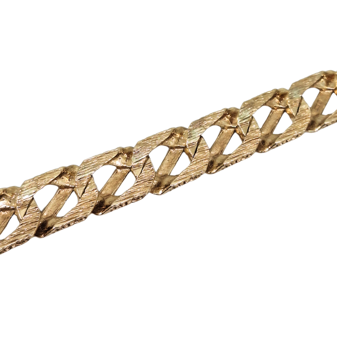 9ct yellow Gold Chaps Style Bracelet 8"