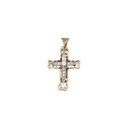 9ct Yellow Gold CZ Cross