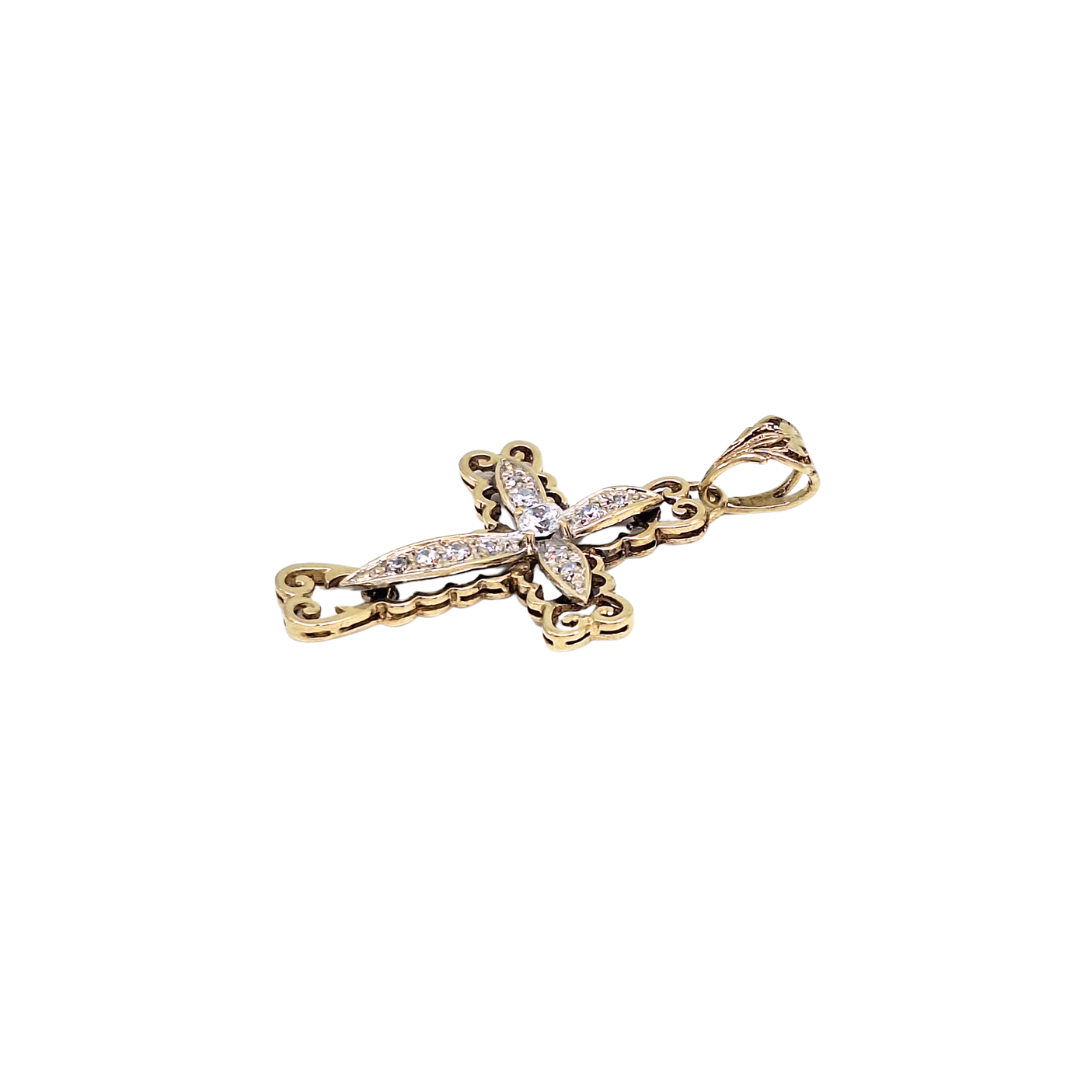 9ct Yellow Gold CZ Cross