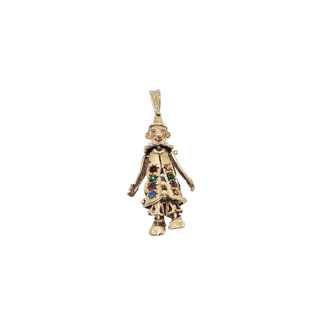 9ct Yellow Gold CZ Clown Pendant