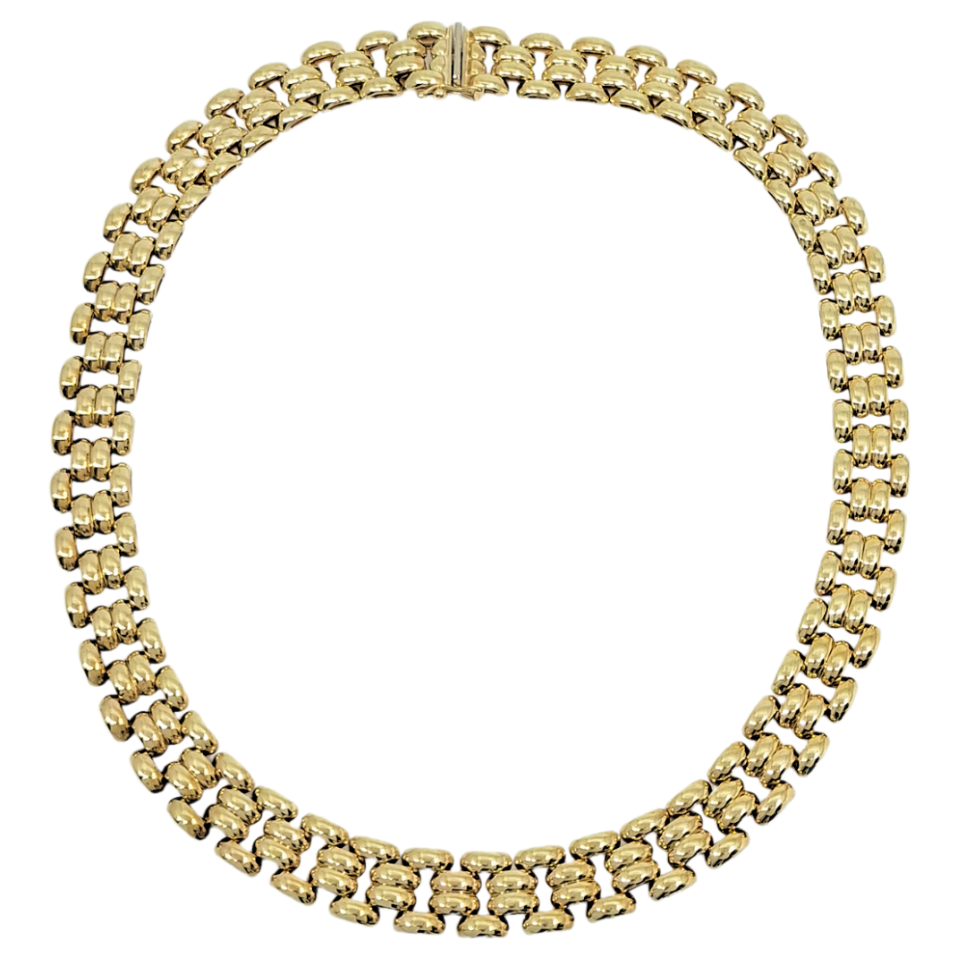 9ct Yellow Gold Brick Link Necklace & Bracelet Set