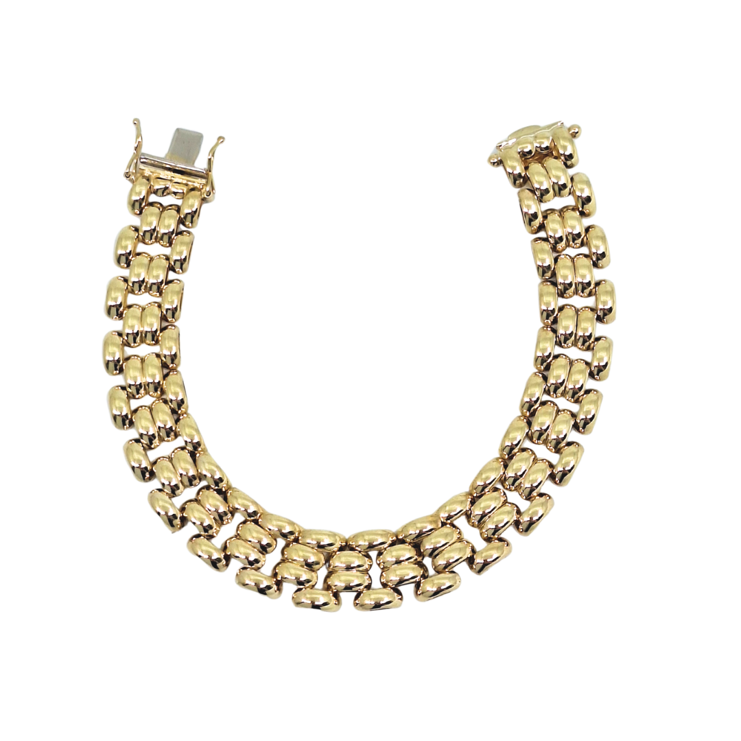 9ct Yellow Gold Brick Link Necklace & Bracelet Set