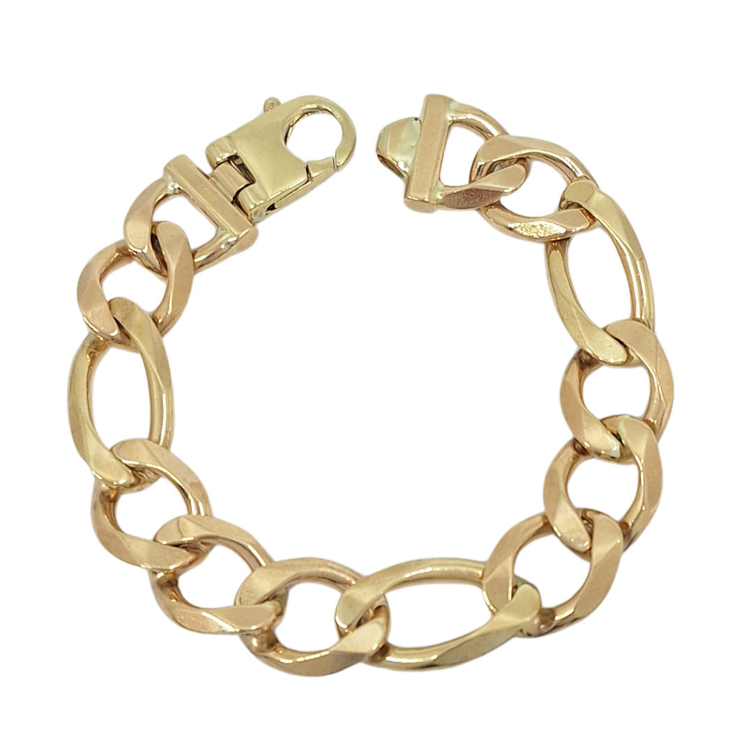 9ct Yellow Gold Large Figaro Bracelet 9.5"