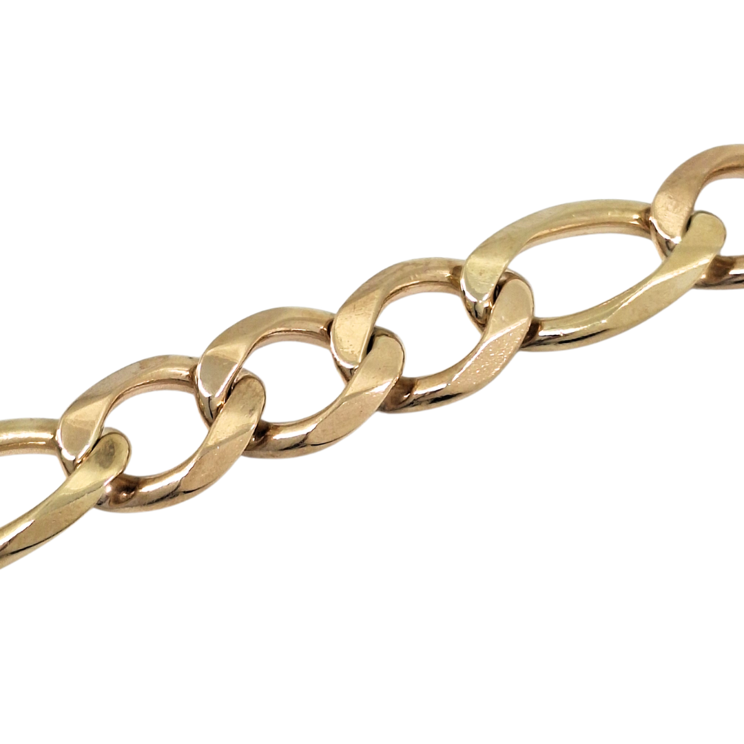 9ct Yellow Gold Large Figaro Bracelet 9.5"