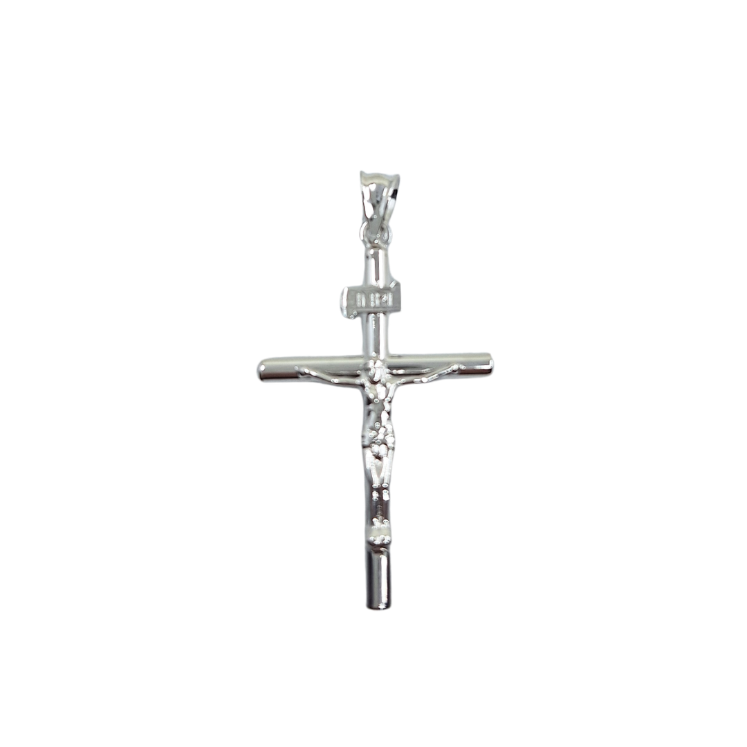 9ct White Gold Hollow Crucifix Cross Pendant