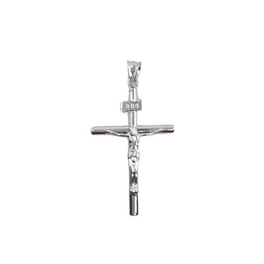 9ct White Gold Hollow Crucifix Cross Pendant