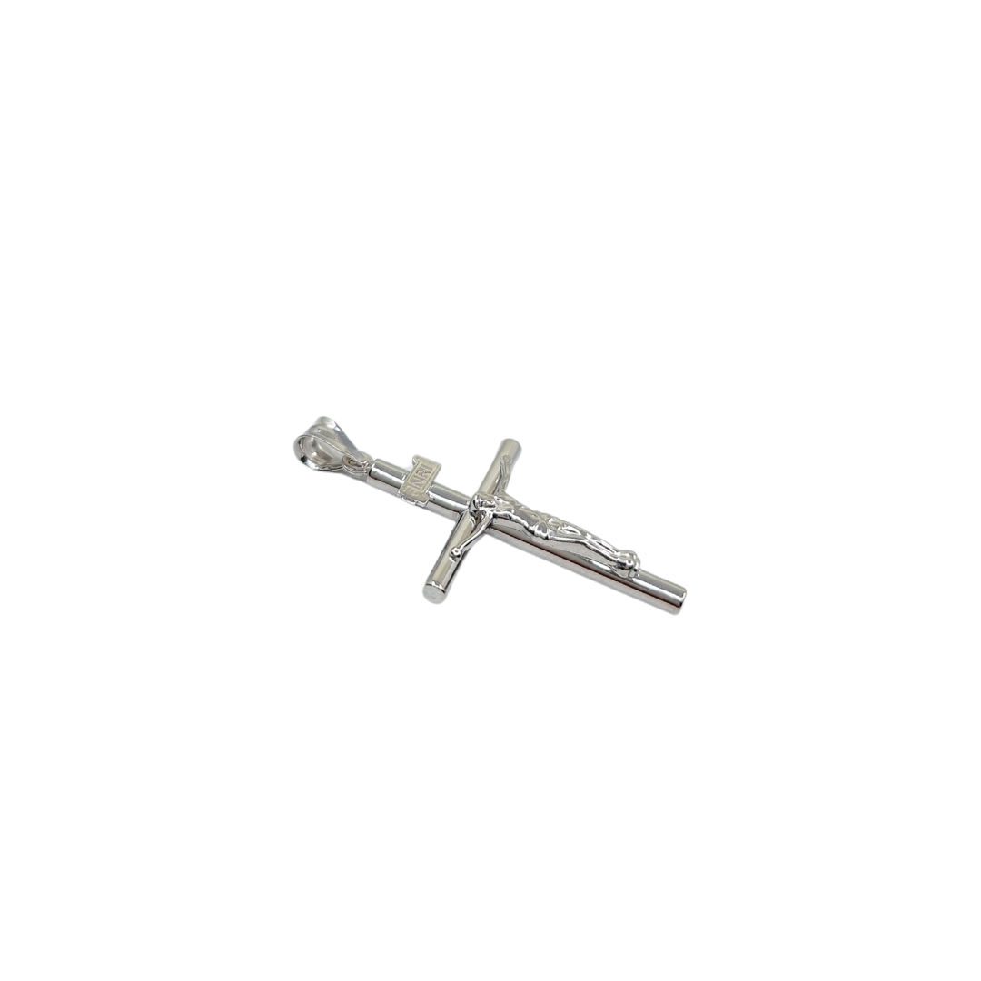 9ct White Gold Hollow Crucifix Cross Pendant
