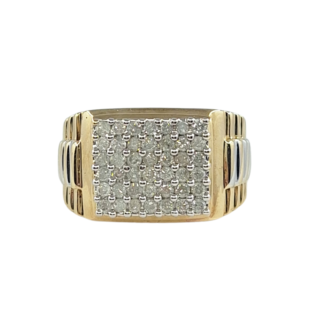 9ct Yellow And White Gold 1.00 Carat Diamond Tablet Ring