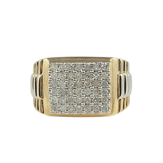 9ct Yellow And White Gold 1.00 Carat Diamond Tablet Ring