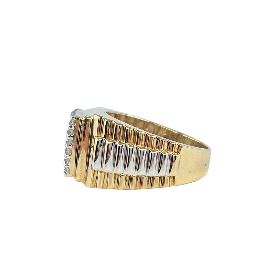 9ct Yellow And White Gold 1.00 Carat Diamond Tablet Ring