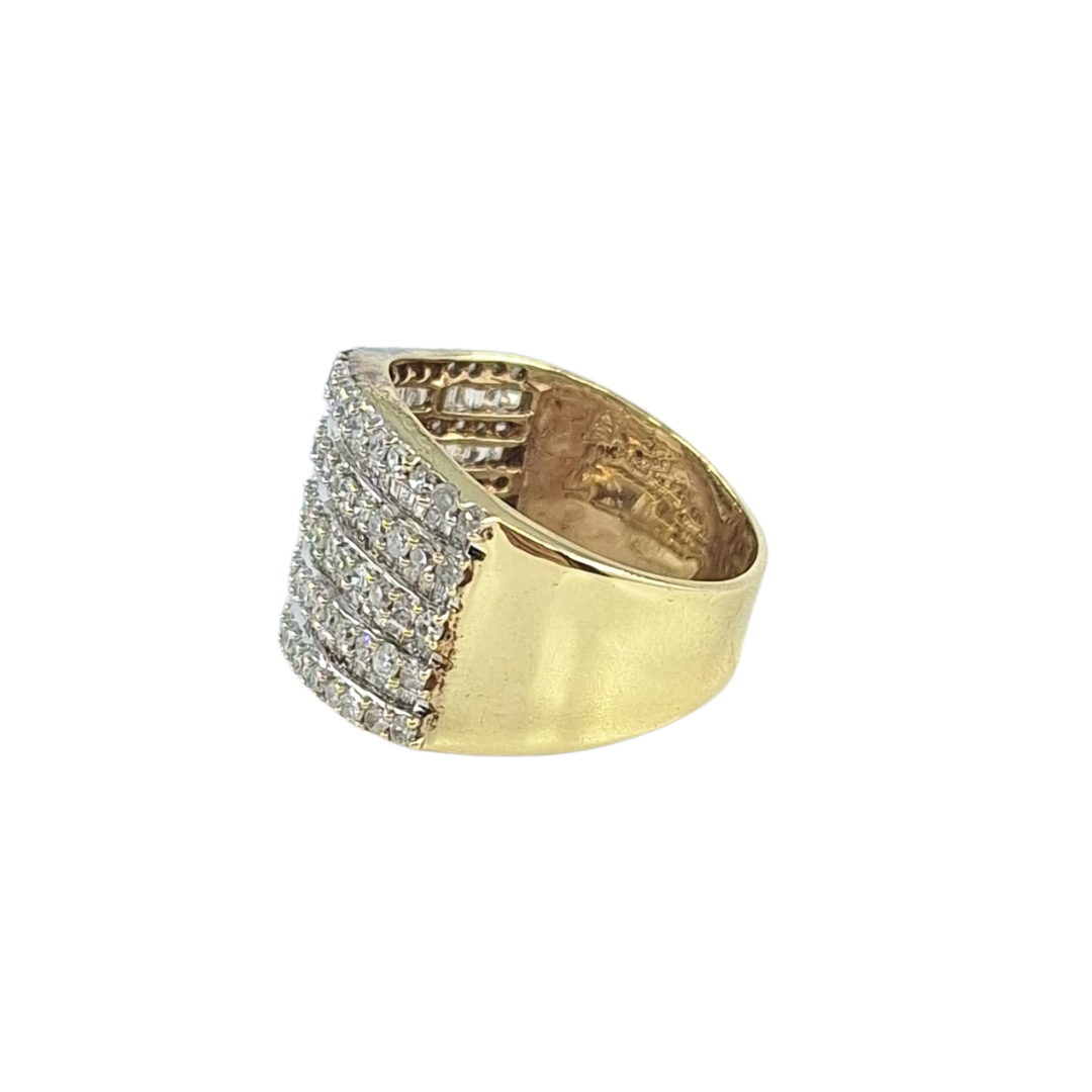 9ct Yellow Gold 9 Row Diamond Ring 2.50ct