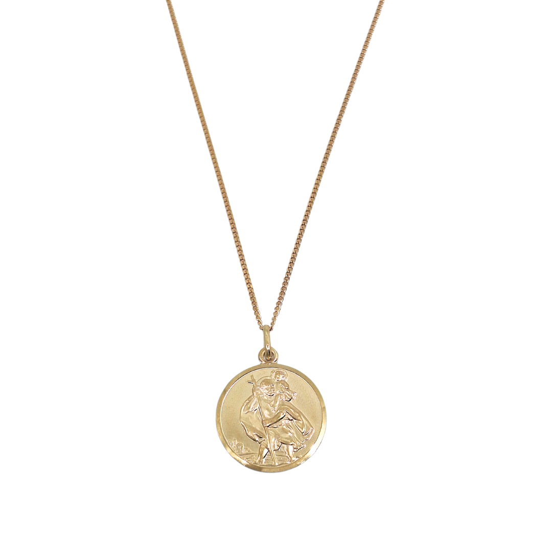 9ct Yellow Gold St Christopher & Chain 21"