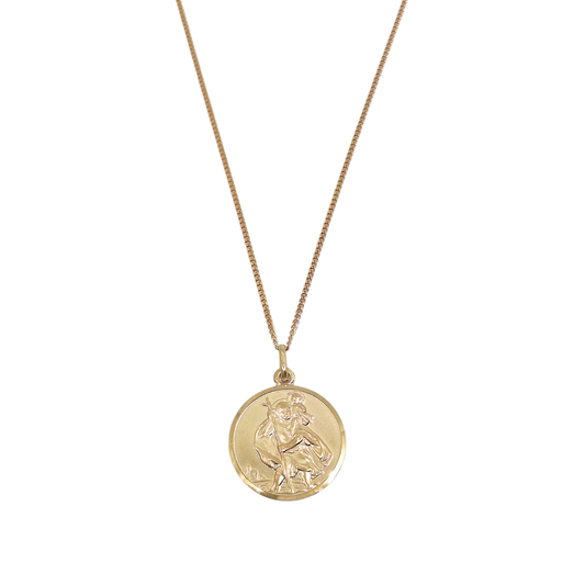 9ct Yellow Gold St Christopher & Chain 21"