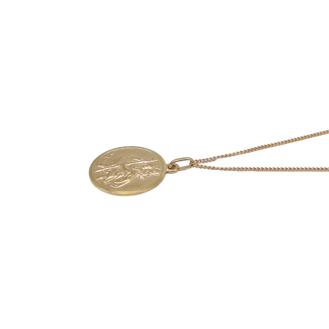 9ct Yellow Gold St Christopher & Chain 21"
