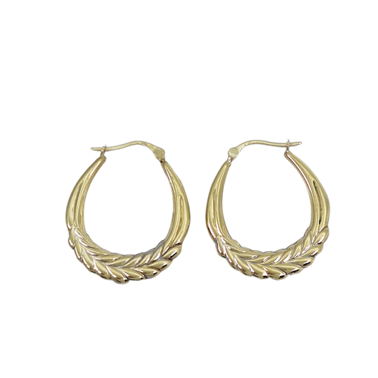 9ct Yellow Gold Oval Creole Earrings