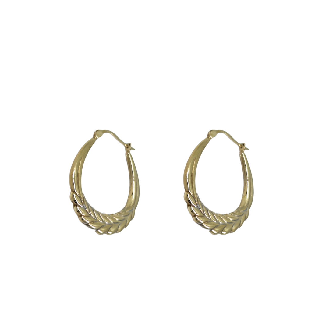 9ct Yellow Gold Oval Creole Earrings