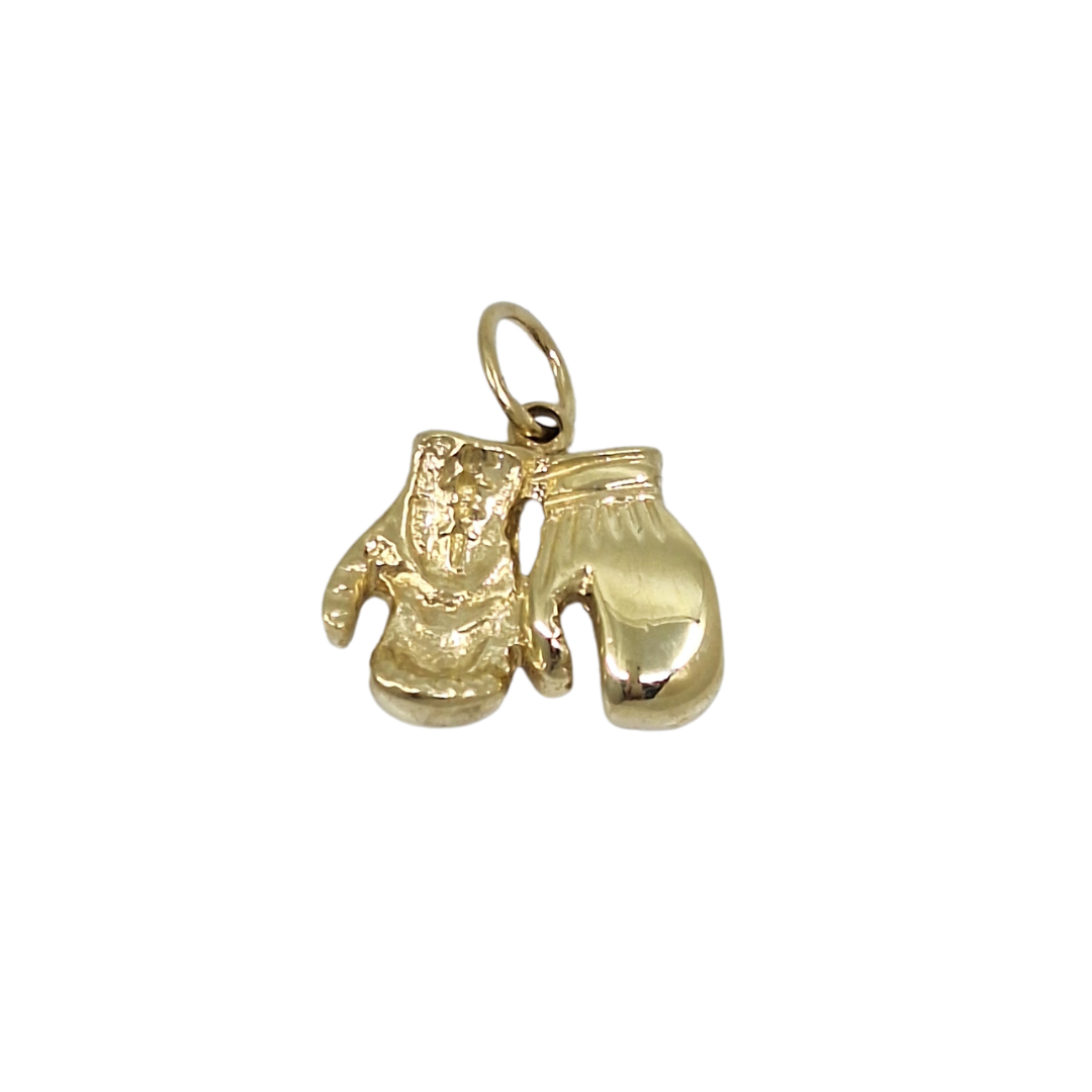 9ct Yellow Gold Solid Boxing Gloves Pendant