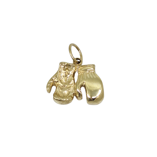 9ct Yellow Gold Solid Boxing Gloves Pendant