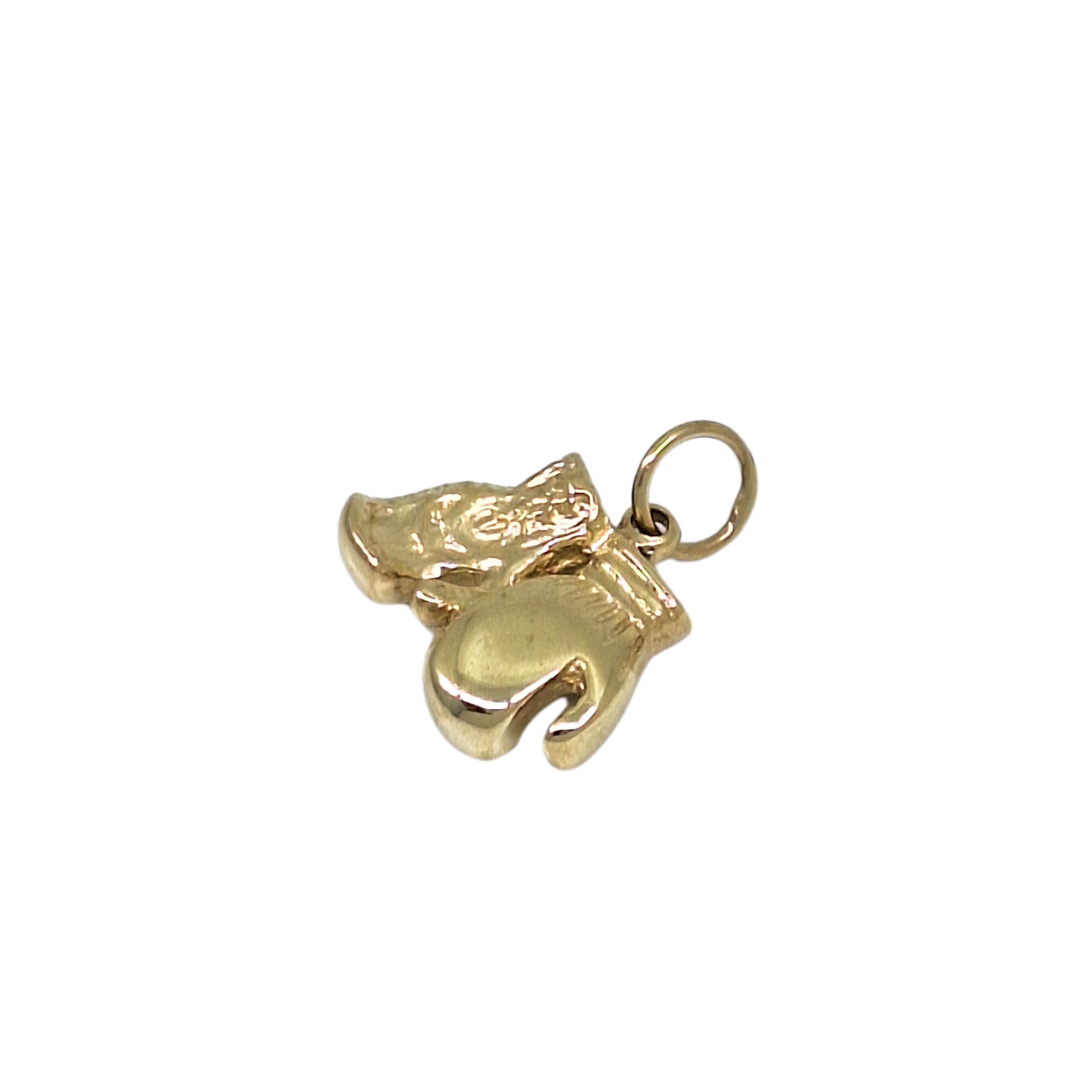 9ct Yellow Gold Solid Boxing Gloves Pendant
