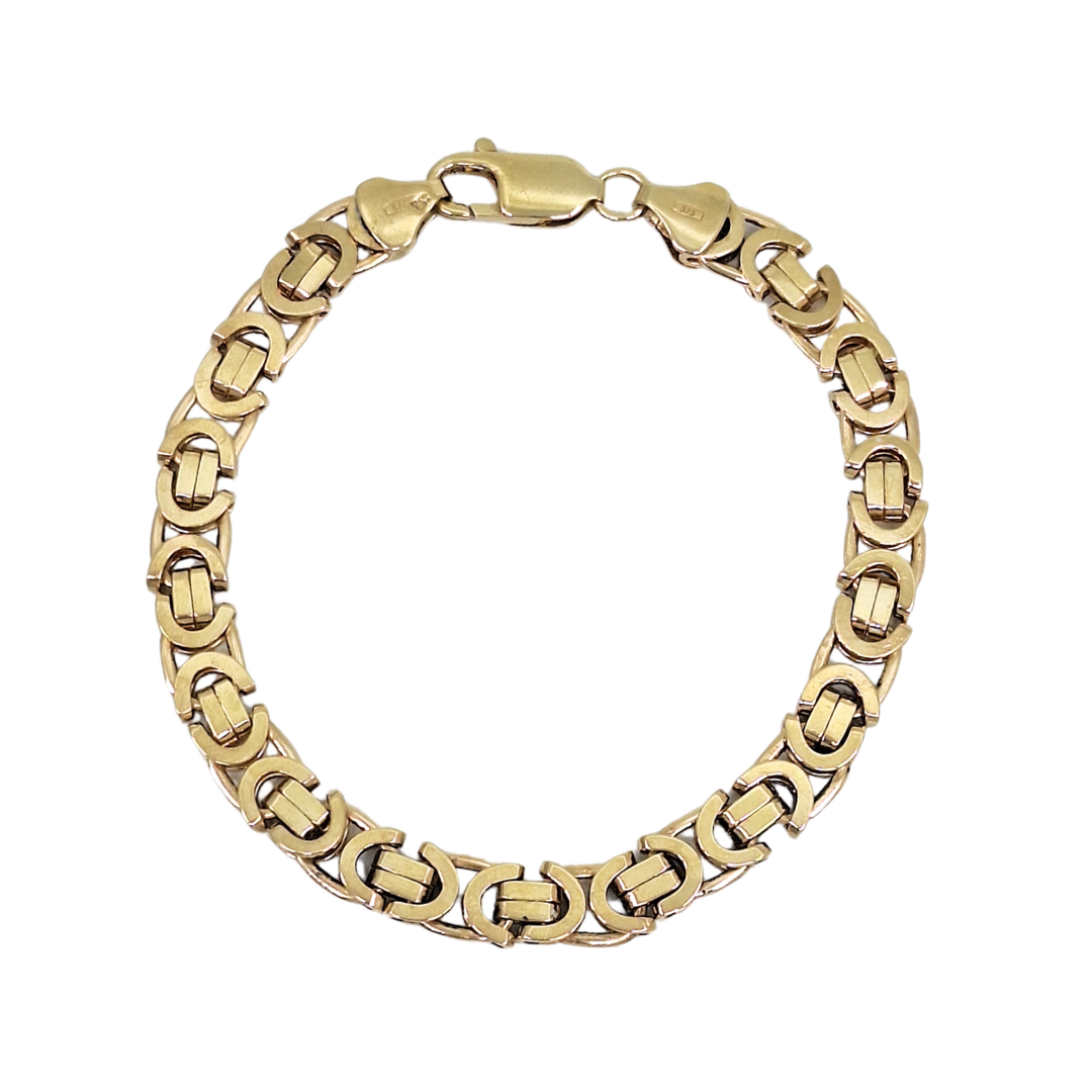 9ct Yellow Gold Solid Byzantine Bracelet 7.5"