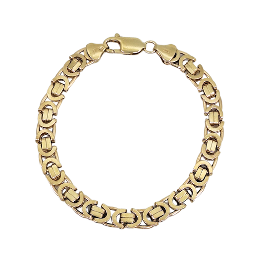 9ct Yellow Gold Solid Byzantine Bracelet 7.5"