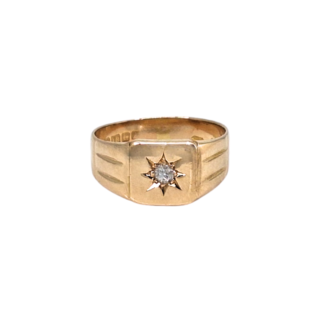 18ct Yellow Gold Diamond Set Signet Ring