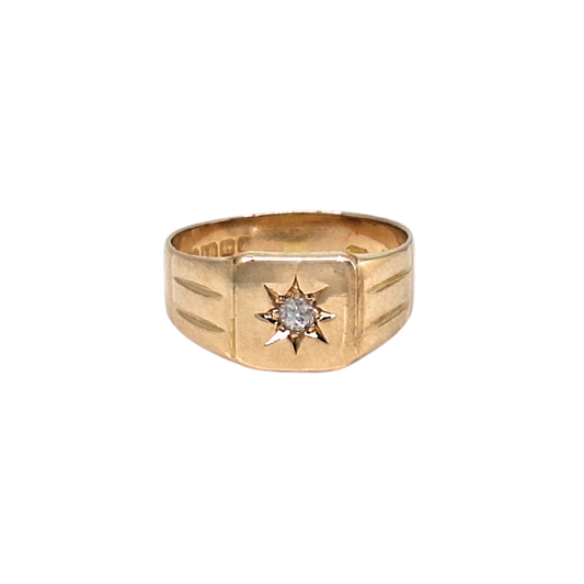 18ct Yellow Gold Diamond Set Signet Ring