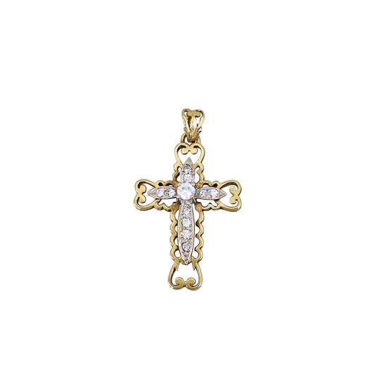 9ct Yellow Gold CZ Cross
