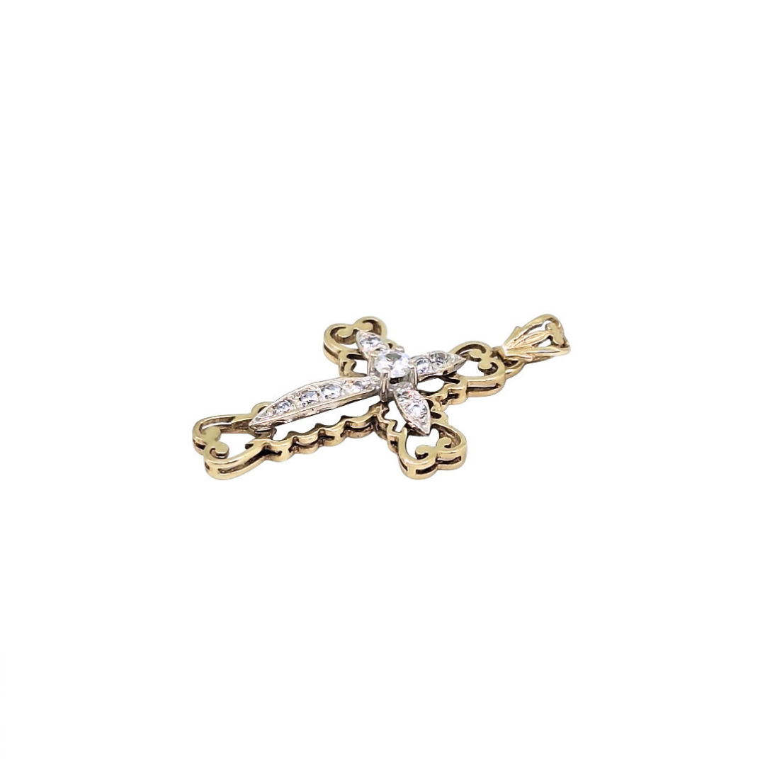 9ct Yellow Gold CZ Cross
