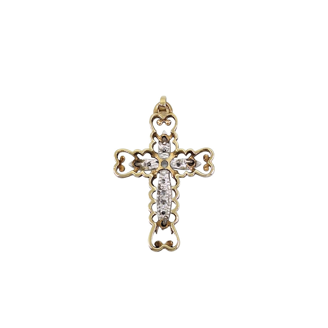 9ct Yellow Gold CZ Cross