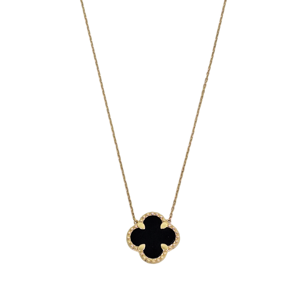 9ct Yellow Gold Clover Pendant 18"