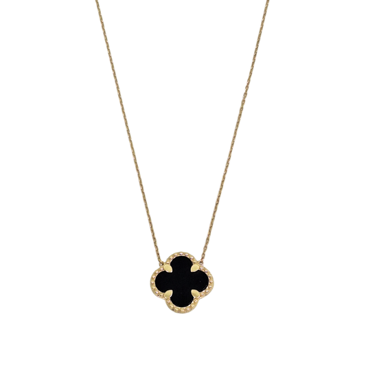 9ct Yellow Gold Clover Pendant 18"