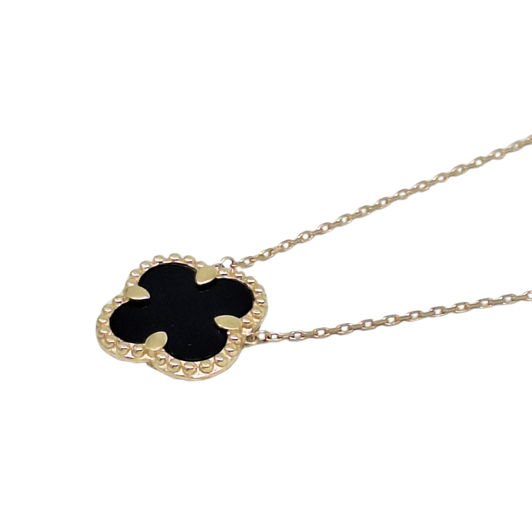 9ct Yellow Gold Clover Pendant 18"
