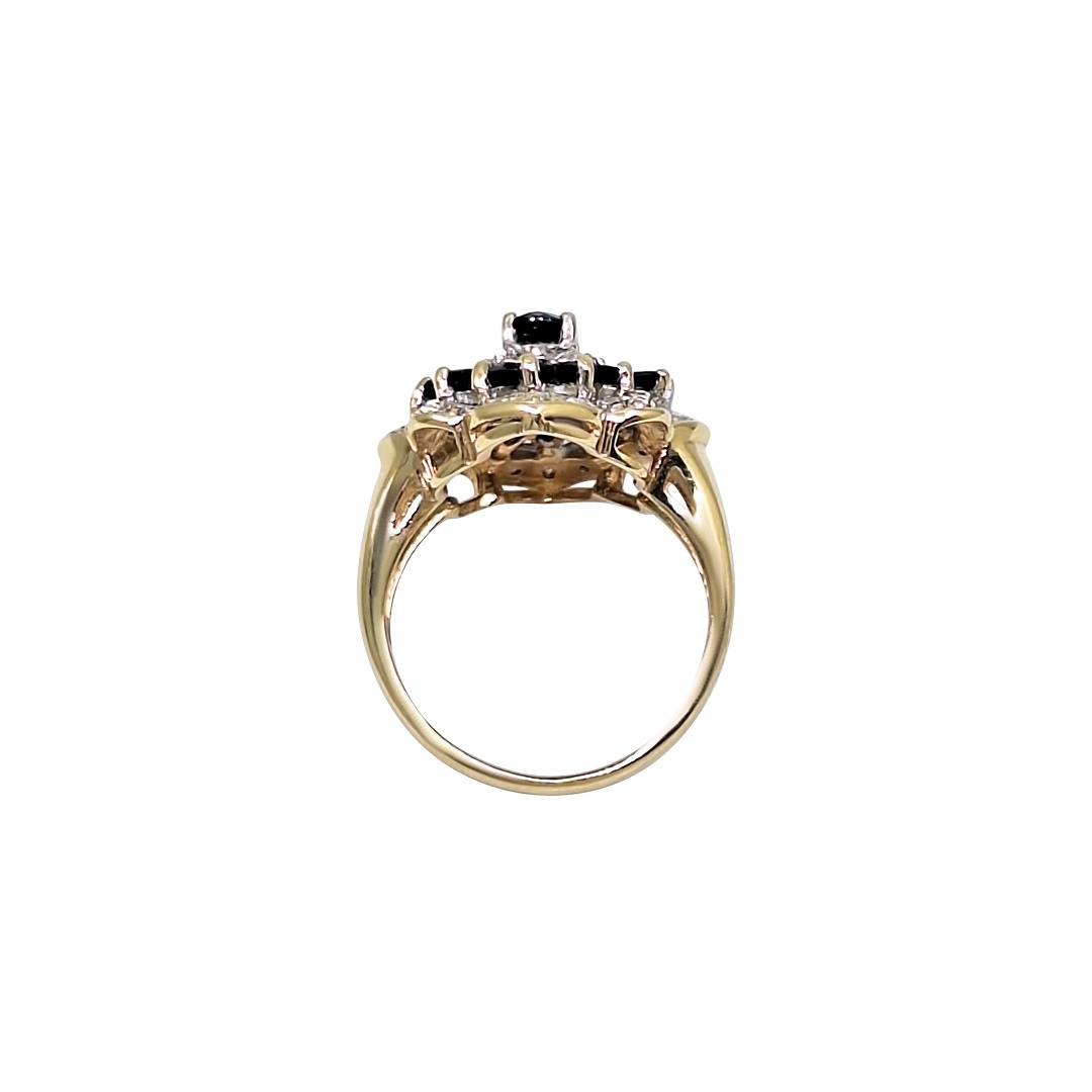 9ct Yellow Gold Sapphire & Diamond Cluster Ring