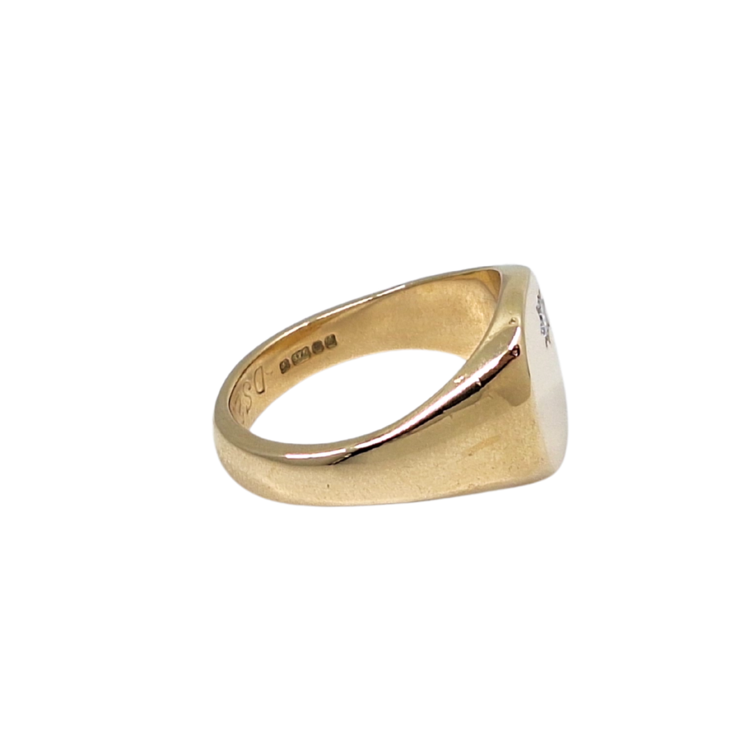 9ct Yellow Gold Diamond Set Signet Ring