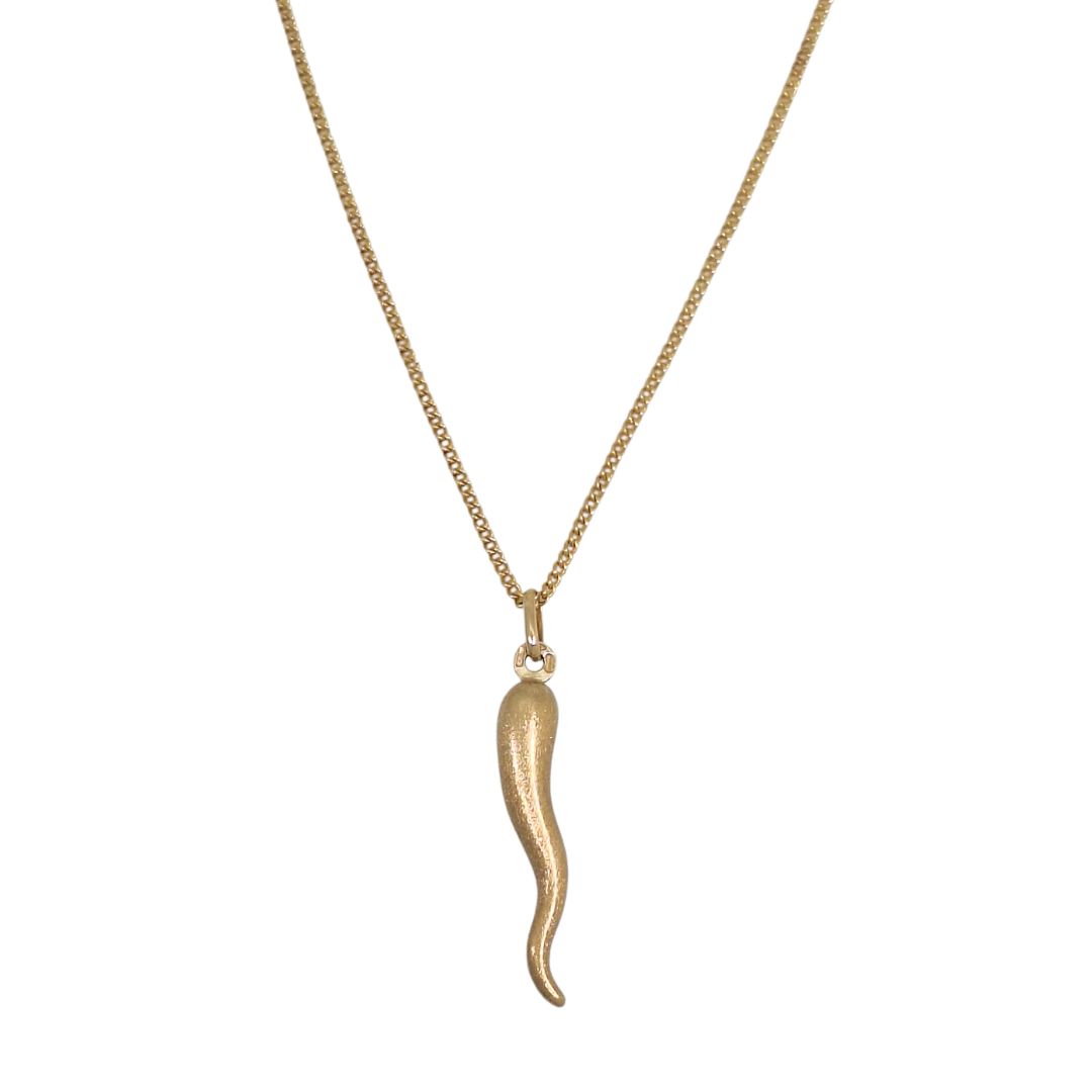 9ct Yellow Gold Horn Pendant & Chain 20"