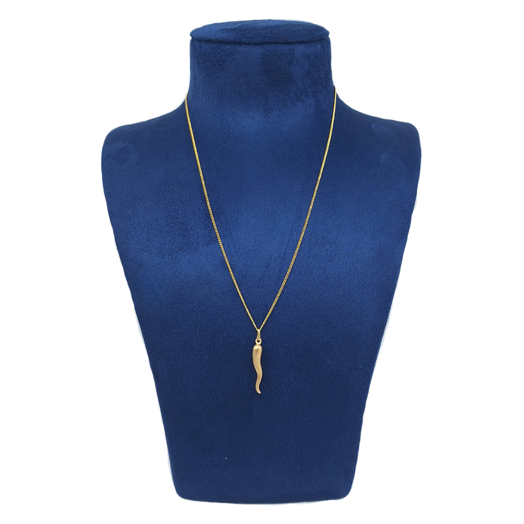 9ct Yellow Gold Horn Pendant & Chain 20"