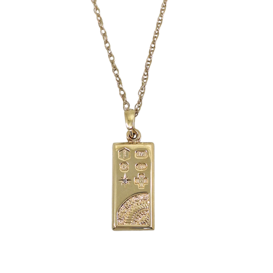 9ct Yellow Gold Ingot & Chain 18"