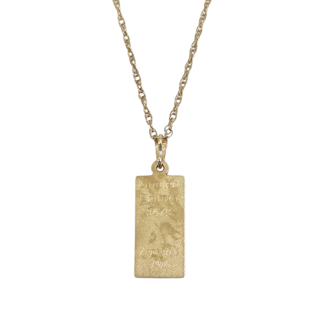 9ct Yellow Gold Ingot & Chain 18"