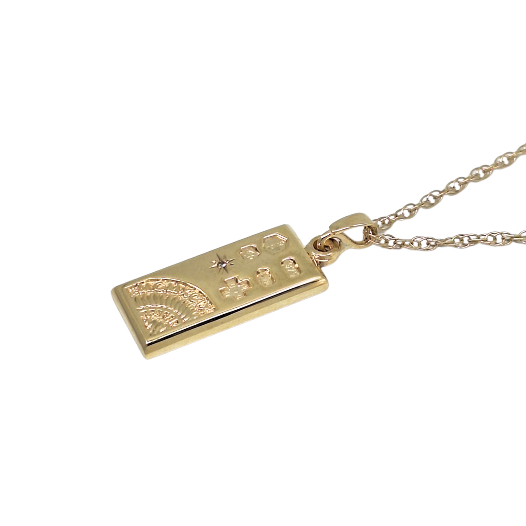 9ct Yellow Gold Ingot & Chain 18"