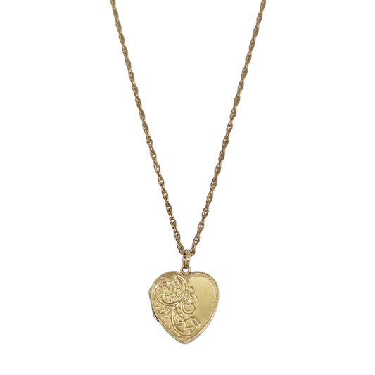 9ct Yellow Gold Heart Locket & Chain 26"
