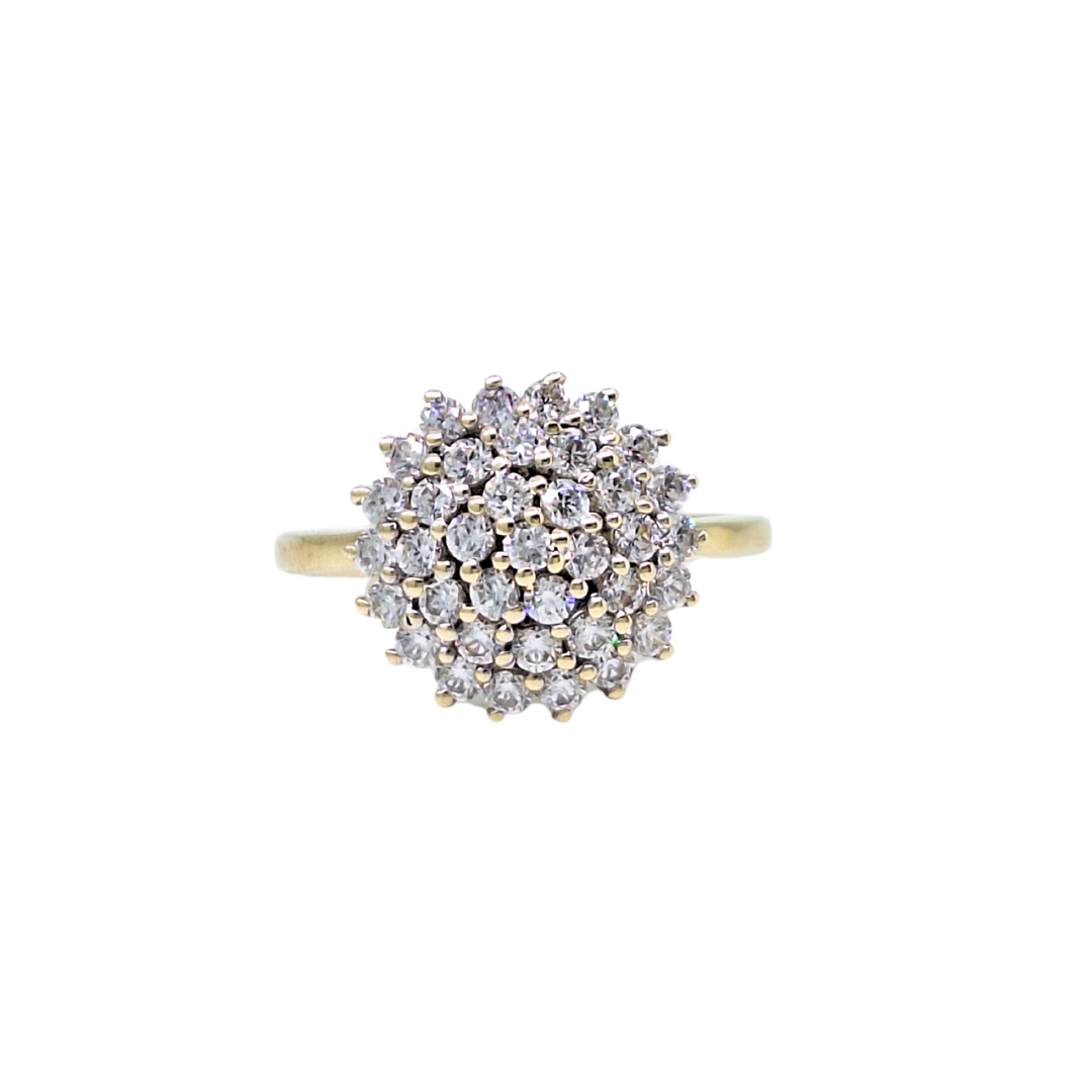 9ct Yellow Gold Diamond Cluster Ring