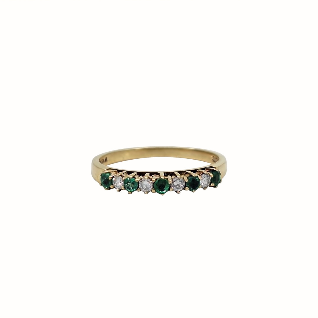 9ct Yellow Gold Emerald & Diamond Eternity Ring