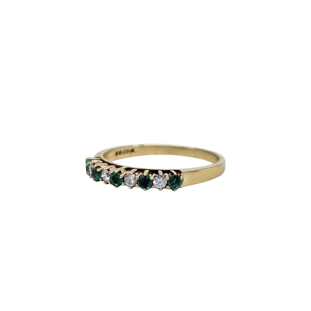 9ct Yellow Gold Emerald & Diamond Eternity Ring